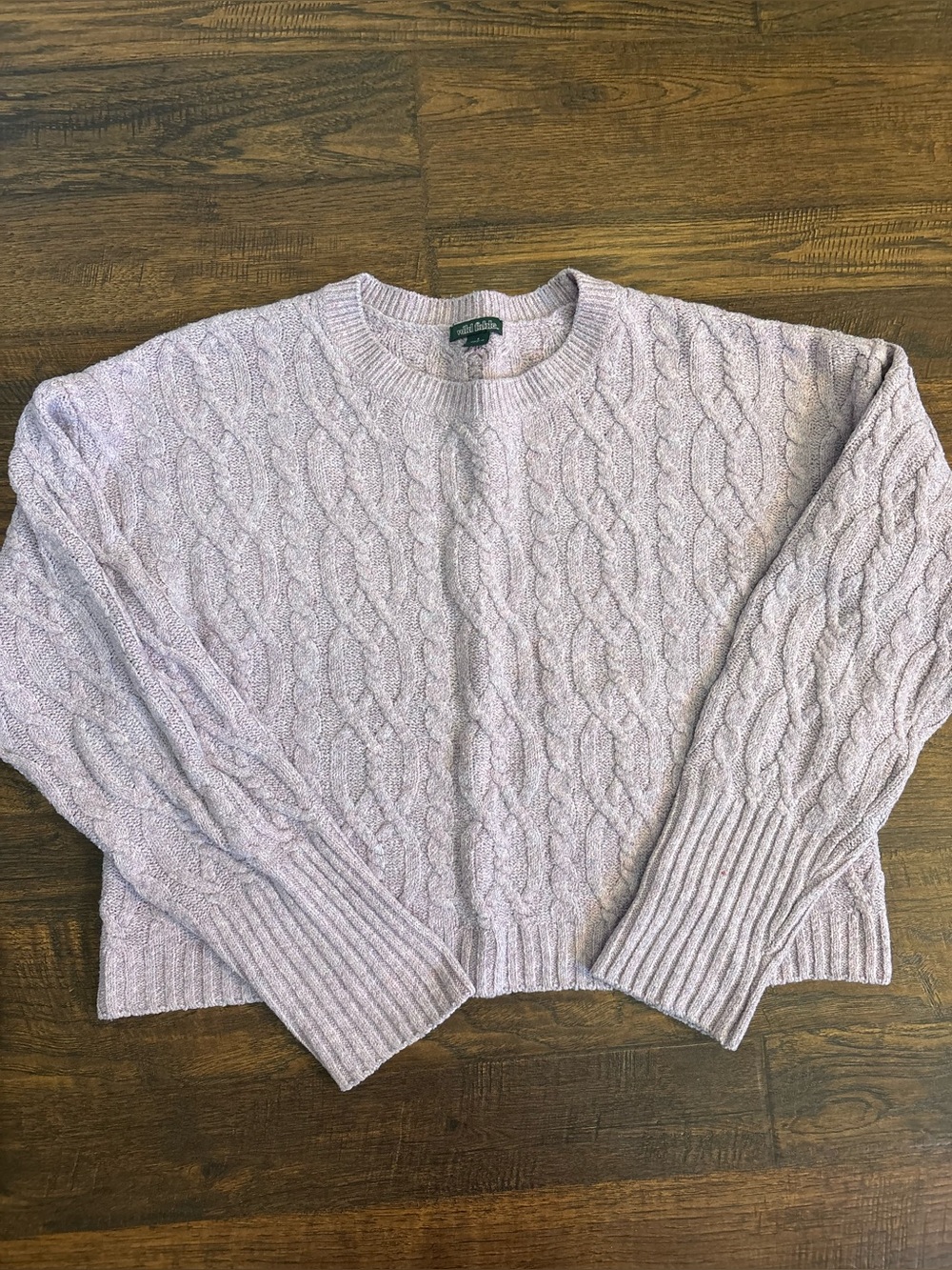 Wild Fable Lavender Cable-Knit Cropped Crewneck Sweater Small